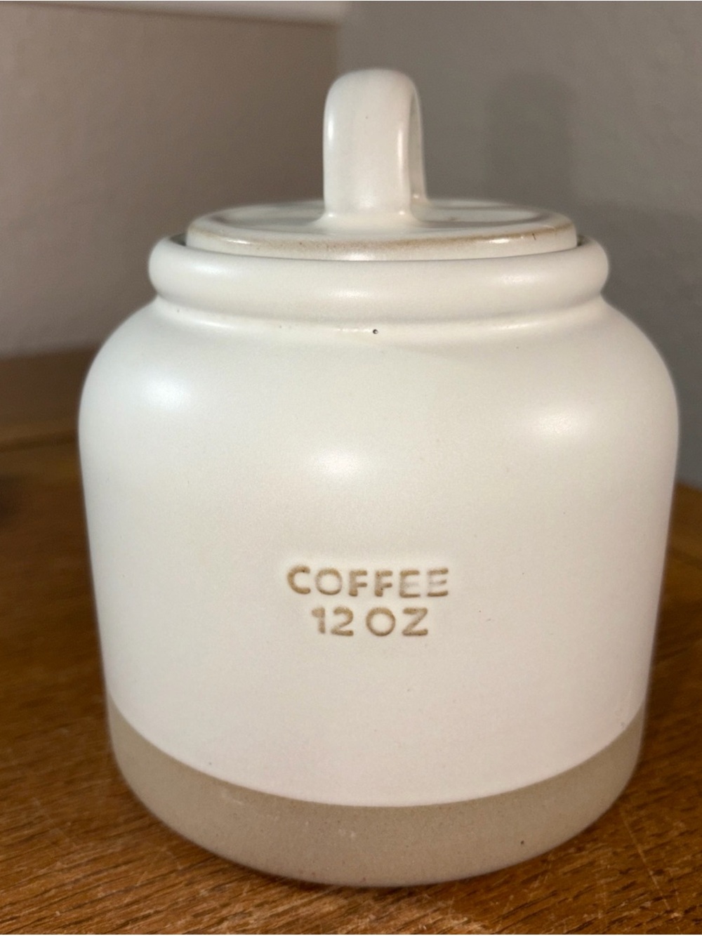 Hearth & Hand Magnolia Stoneware Round Coffee Jar with Lid 12oz Beige